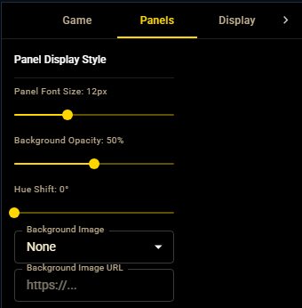 Panels Tab Options